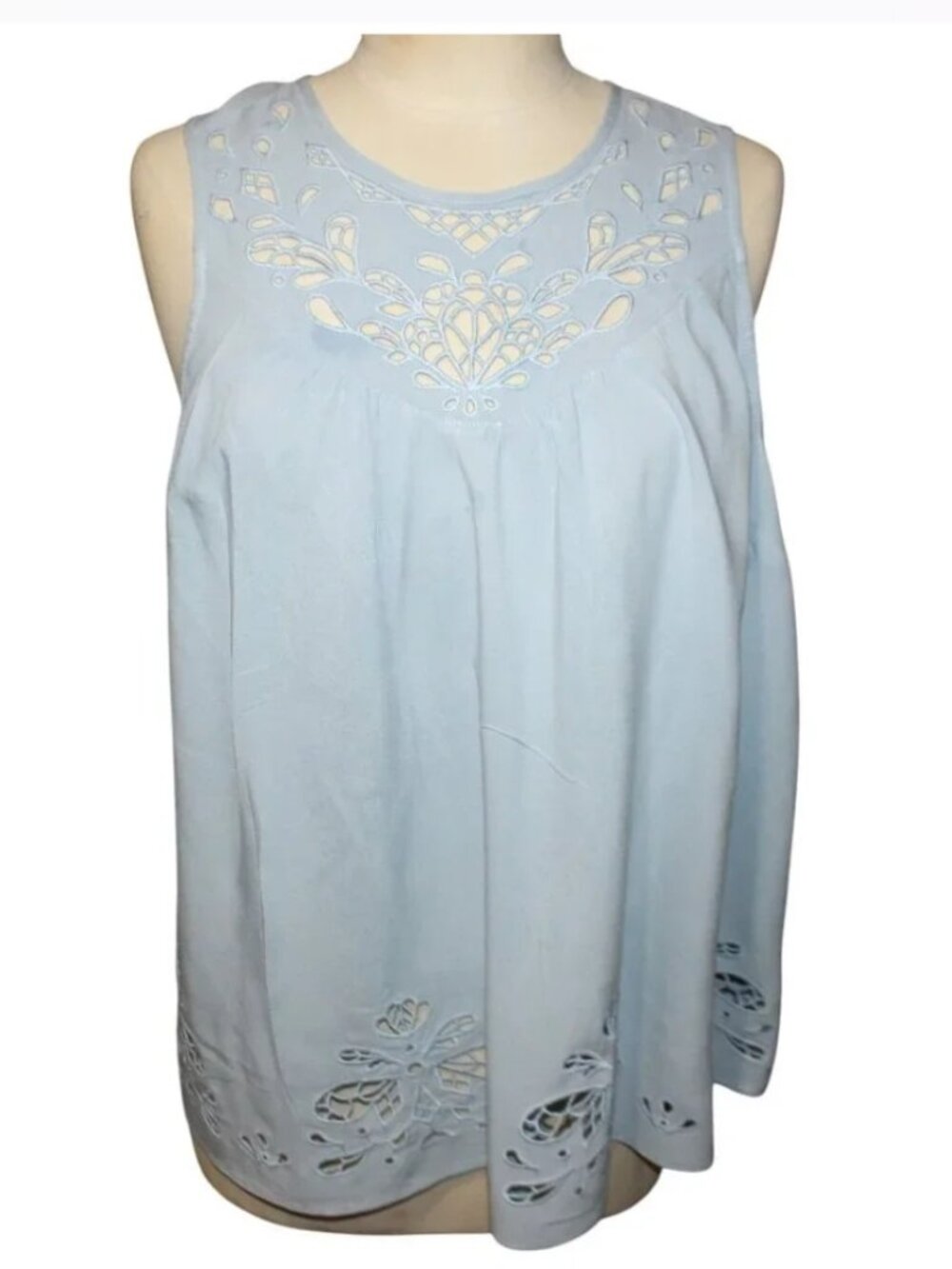 TORRID 0X Babydoll Challis Tank Crochet Eyelet Top Beachy Summer Blouse Boho